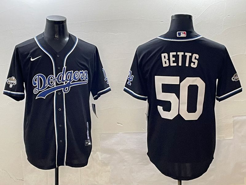 Men Los Angeles Dodgers #50 Betts Black Fashion Game 2025 Nike MLB Jersey style 306